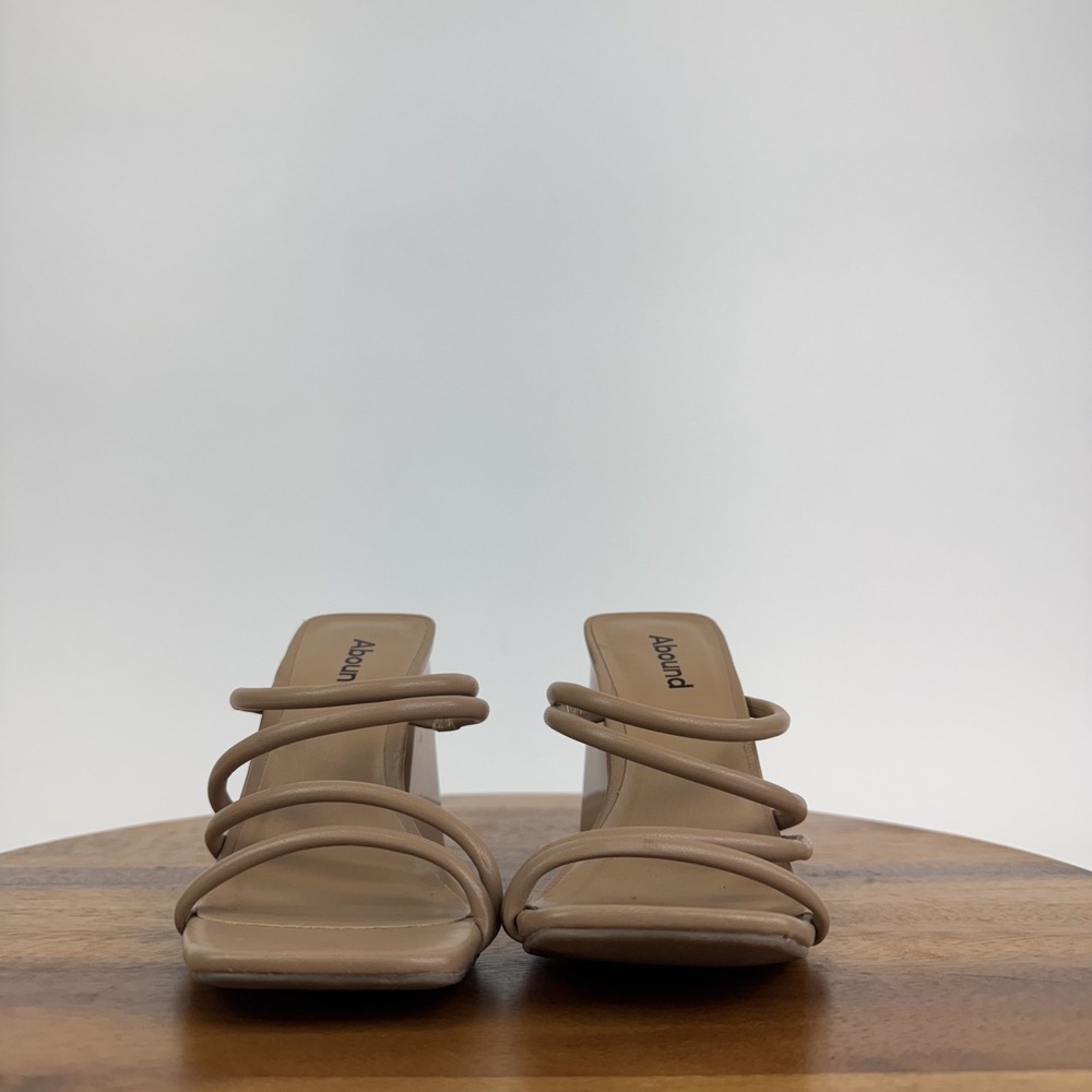 New Womens Abound Austyn Strappy Open Toed Slip On Black‎ Heels Tan Size 5 M - Picture 3 of 8